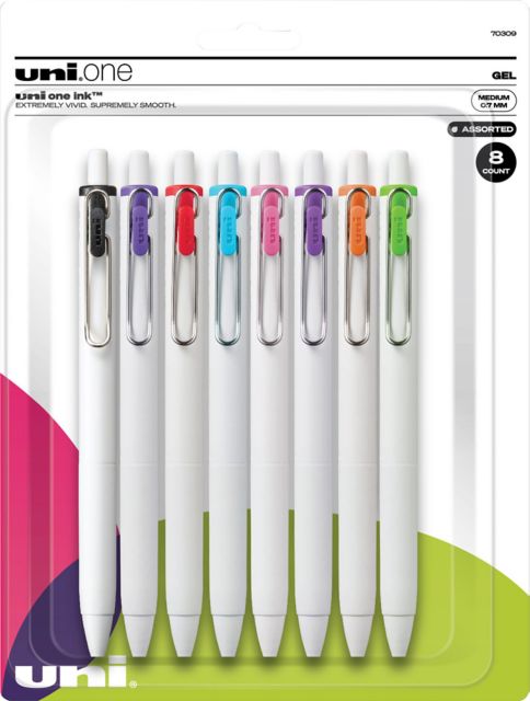 University of Cincinnati uni-ball 70309 Medium 0.7 mm Retractable Assorted Barrel Colors Gel Pen - Assorted Inspirational Ink Colors (8/Pack)
