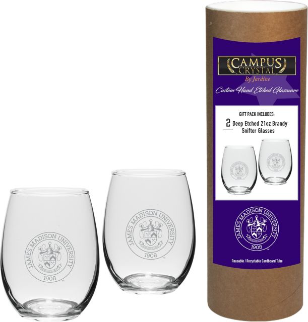 James Madison University Stemless Tumbler Glass Set