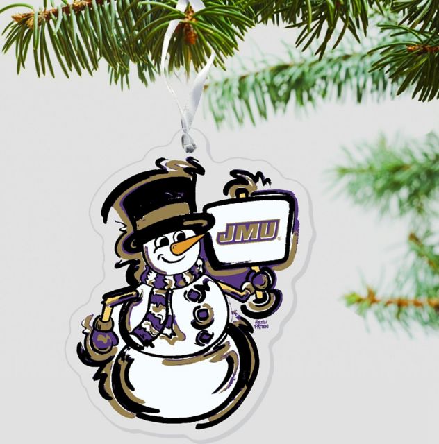 James Madison University Snowflake 3 x 4 Etched Ornament