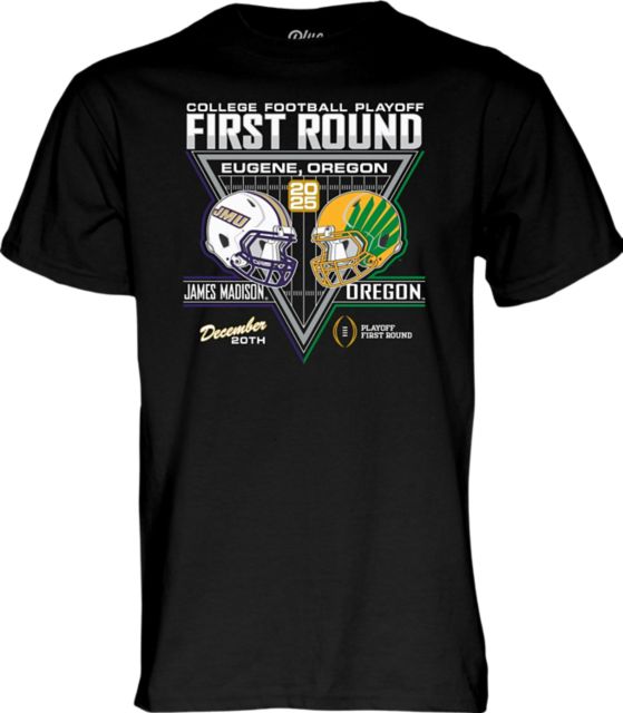 James Madison University Dukes Football 2025 College Football Playoffs 1st Round Match-Up Short Sleeve T-Shirt