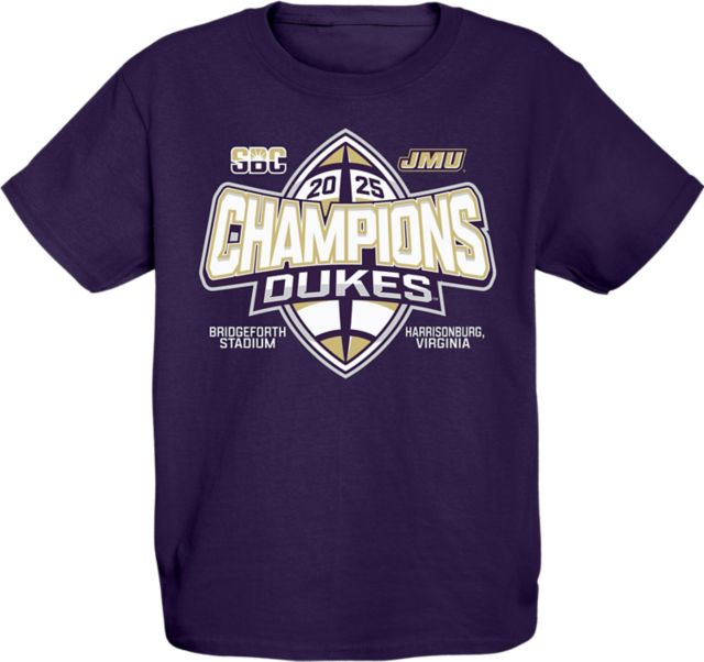 James Madison University Dukes Football 2025 Sun Belt Champions Youth Short Sleeve T-Shirt