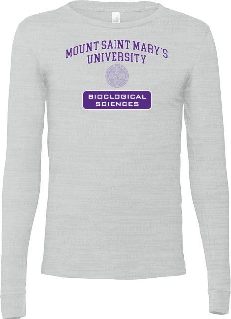 Mount Saint Marys Bella + Canvas Ash Jersey Cotton Long Sleeve T Shirt MSMU Biological Sciences - ONLINE ONLY