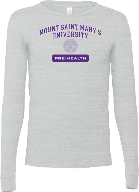 Mount Saint Marys Bella + Canvas Ash Jersey Cotton Long Sleeve T Shirt MSMU Pre-Health - ONLINE ONLY