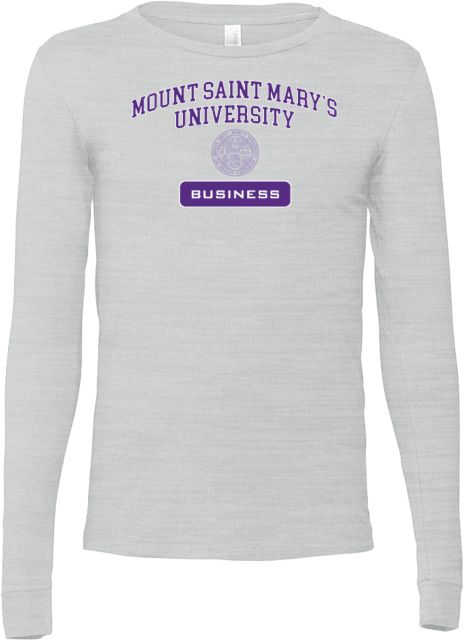 Mount Saint Marys Bella + Canvas Ash Jersey Cotton Long Sleeve T Shirt MSMU Business - ONLINE ONLY