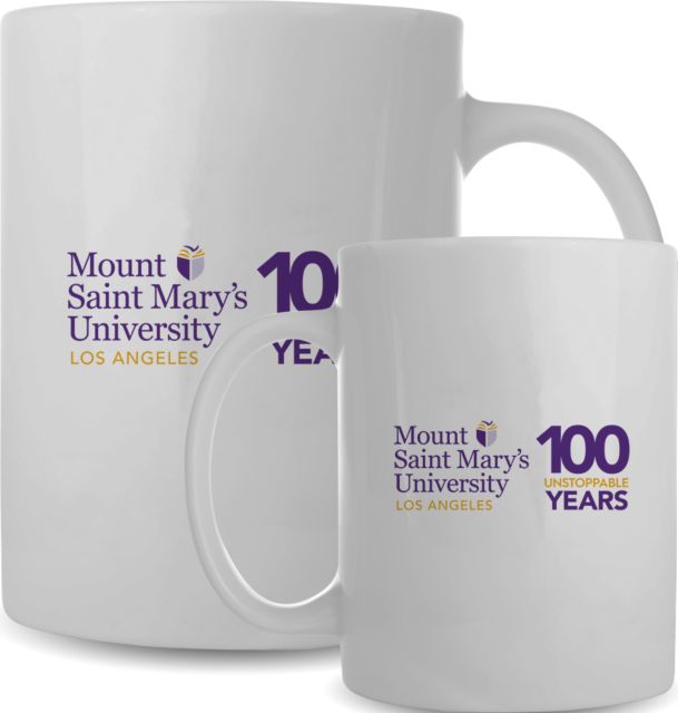 Mount Saint Marys Full Color White Mug 15oz MSMU 100 Years - ONLINE ONLY