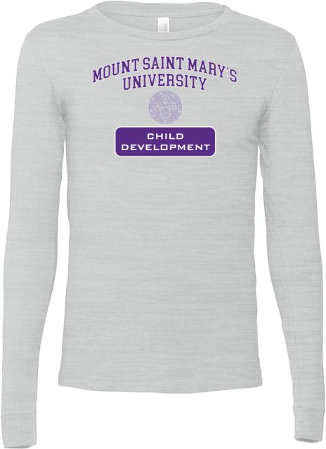 Mount Saint Marys Bella + Canvas Ash Jersey Cotton Long Sleeve T Shirt MSMU Child Development - ONLINE ONLY