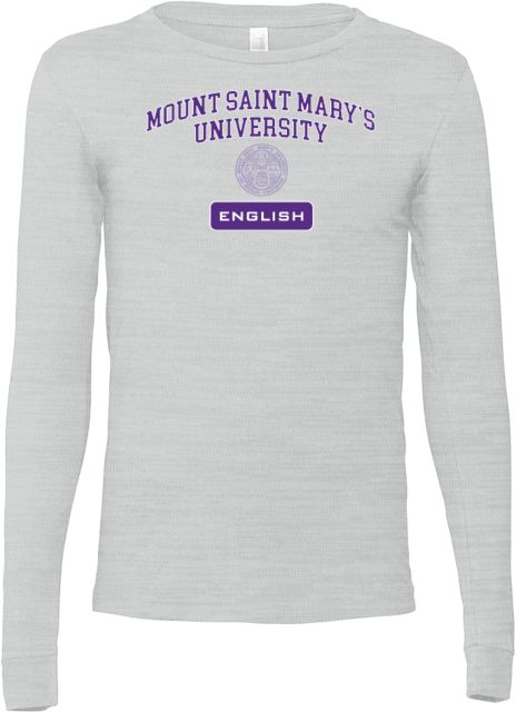 Mount Saint Marys Bella + Canvas Ash Jersey Cotton Long Sleeve T Shirt MSMU English - ONLINE ONLY