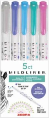 Mildliner Dot Highlighter 5pk Cool  Assorted Colours