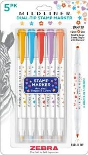Mildliner Stamp Highlighter 5pk Assorted