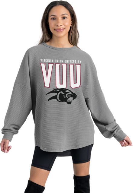 Virginia Union University Women's Crewneck Essential Corded Pullover with Ribbed Knit Cuff Detail