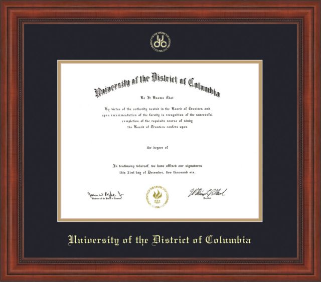 University of District of Columbia Diploma Frame