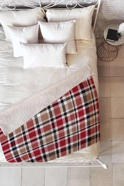 Cozy Farm Plaid by Lisa Argyropoulos Fleece Throw Blanket Medium 60" x 50"