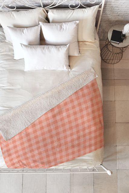 Gingham Rose by Colour Poems Fleece Throw Blanket Medium 60" x 50"
