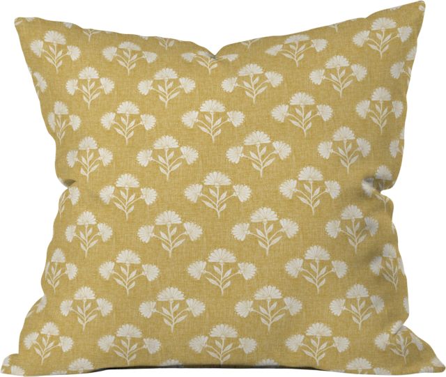 Suri Floral Golden by Schatzi Brown Indoor Throw Pillow 18" x 18"