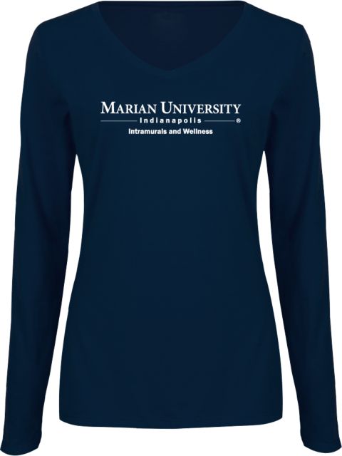 Marian University Womens Long Sleeve V-Neck Tee Intramurals and Wellness - ONLINE ONLY