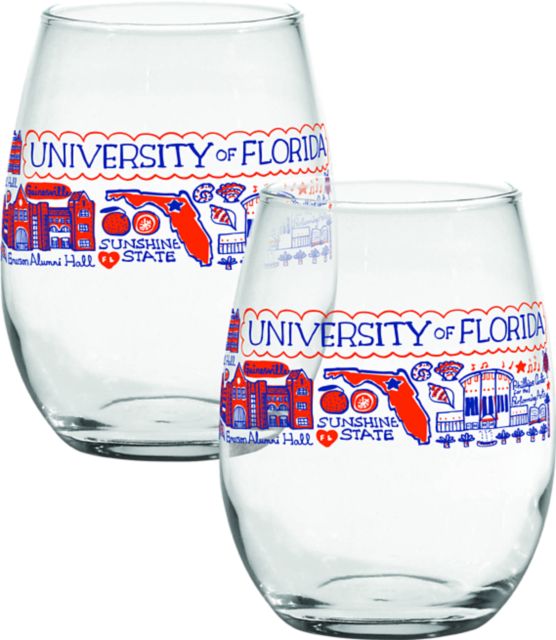 University of Florida Julia Gash Stemless Wine Glass - Set of 2