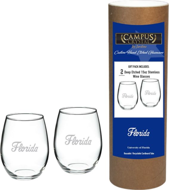 University of Florida 15 oz. Stemless Wineglass - Set of 2