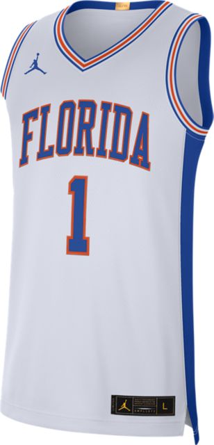 Men's Nike White/Royal Florida Gators Pinstripe Replica Full-Button Baseball Jersey, 3XL