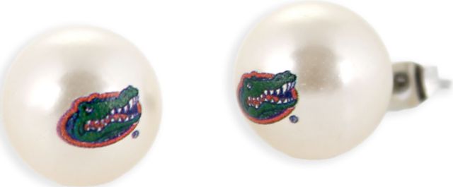 University of Florida Logo Pearl Stud Earrings