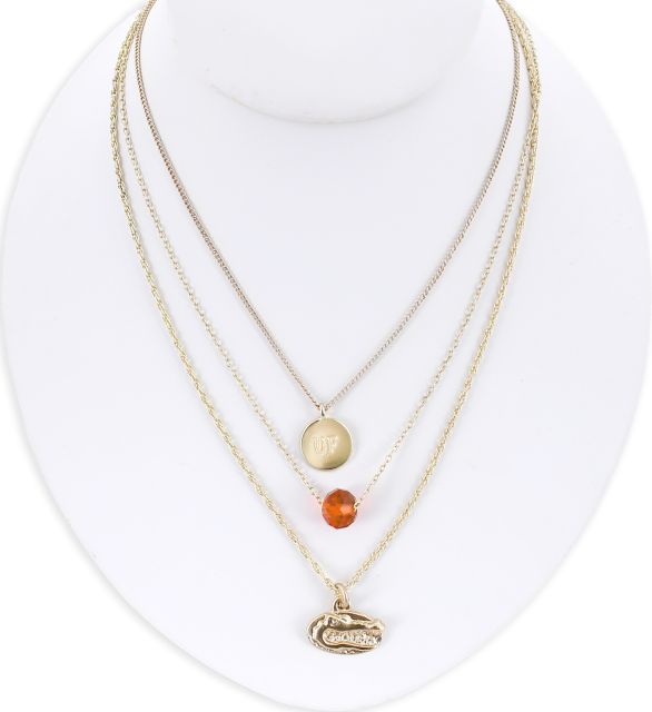 University of Florida Matte Gold Logo Trio Necklace