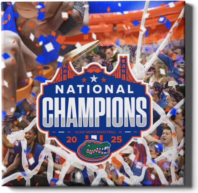 University of Florida Men's Basketball 2025 National Champions 16 x 16 Wrapped Canvas Wall Art