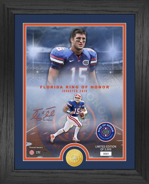 University of Florida Football Ring of Honor Tim Tebow Youth T-Shirt | Blue 84 | Grey Heather | Youth Large