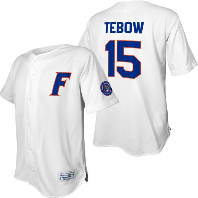 University of Florida #15 Tim Tebow Baseball Jersey | Retro Brand | White | Large