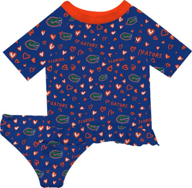 University of Florida Girls Infant Little Heart Print Rash Guard Set - ONLINE ONLY