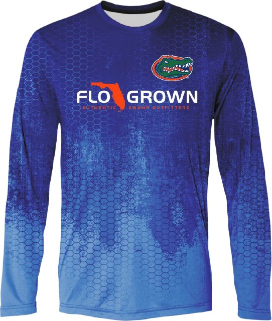 FloGrown Mens Florida Gators Performance Long Sleeve T-Shirt - White/Grey - Small