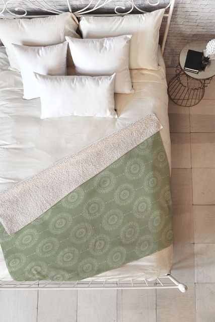 Heather Dutton Glimmer Sage Fleece Throw Blanket by Heather Dutton Fleece Throw Blanket Medium 60" x 50"