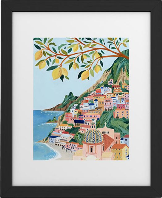 Positano Italy by Ambers Textiles Framed Art Print Modern Black