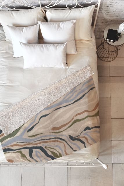 Rivers Topographic Map by Alisa Galitsyna Fleece Throw Blanket Medium 60" x 50"