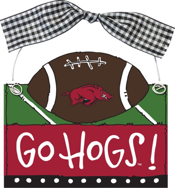 Arkansas Razorbacks Wood Football Ornament