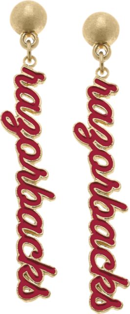 Arkansas Razorbacks Women's Arkansas Razorbacks Enamel Script Earrings in Cardinal
