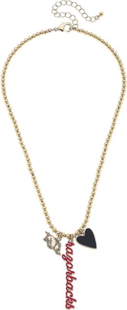 Arkansas Razorbacks Women's Arkansas Razorbacks Ball Bead Charm Necklace in Shiny Gold