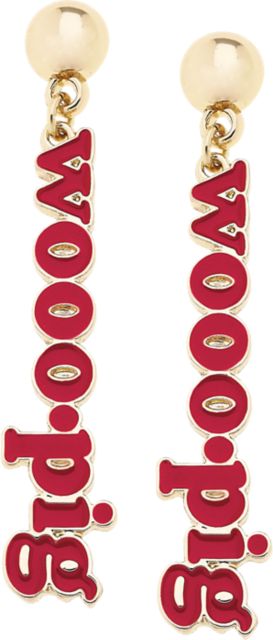 Arkansas Razorbacks Women's Arkansas Razorbacks Slogan Earrings in Cardinal/Shiny Gold