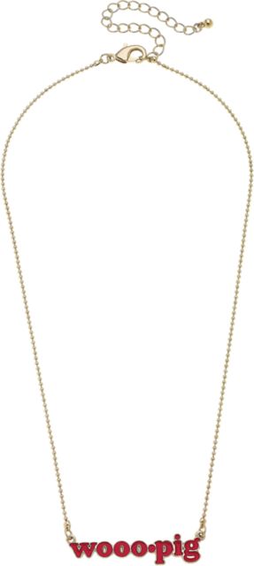 Arkansas Razorbacks Women's Arkansas Razorbacks Slogan Necklace in Cardinal/Shiny Gold