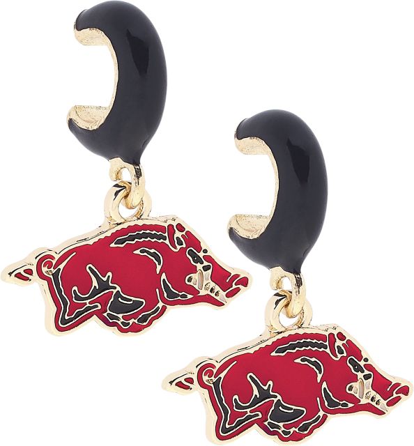 Arkansas Razorbacks Women's Arkansas Razorbacks Enamel Logo Huggie Hoop Earrings in Cardinal