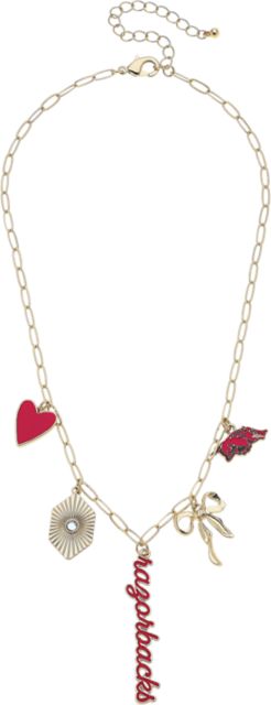 Arkansas Razorbacks Women's Arkansas Razorbacks Paper Clip Charm Collector Necklace in Shiny Gold