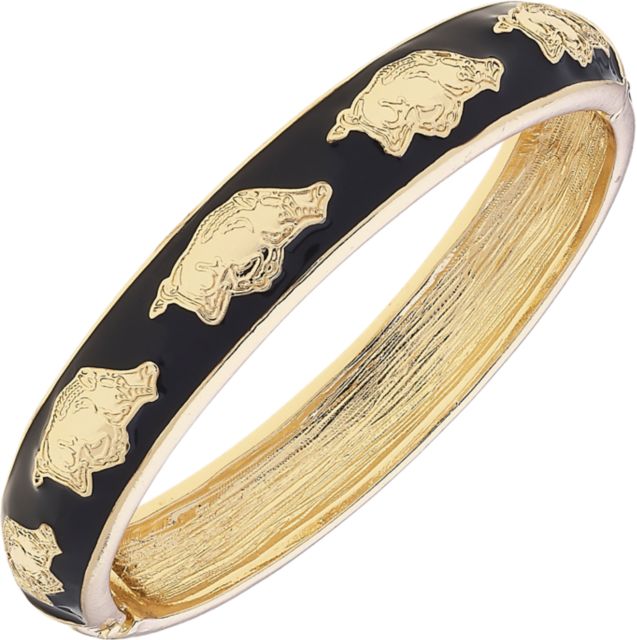 Arkansas Razorbacks Women's Arkansas Razorbacks Sculpted Enamel Logo Hinge Bangle in Black