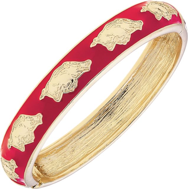 Arkansas Razorbacks Women's Arkansas Razorbacks Sculpted Enamel Logo Hinge Bangle in Cardinal