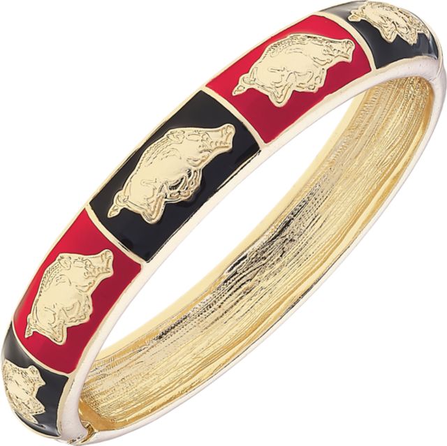 Arkansas Razorbacks Women's Arkansas Razorbacks Sculpted Enamel Checkered Hinge Bangle in Cardinal/Black