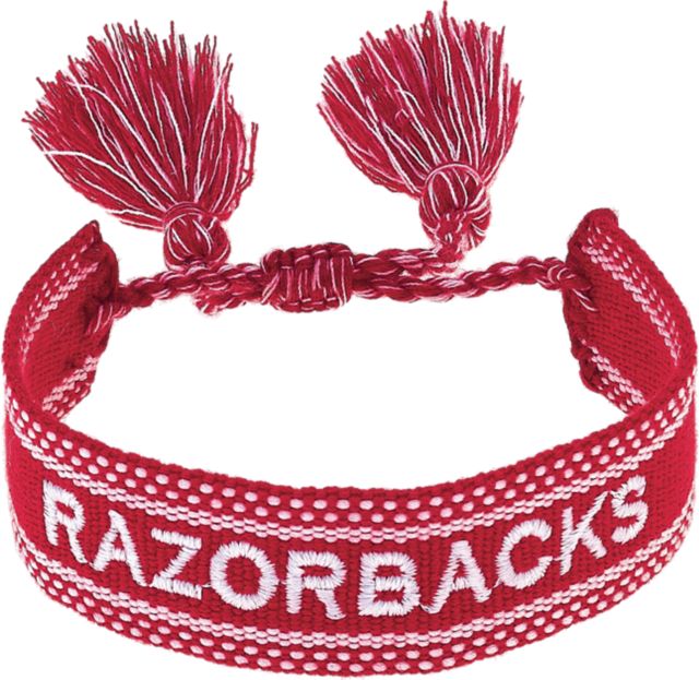 Arkansas Razorbacks Women's Arkansas Razorbacks Woven Tassel Bracelet in Cardinal/Black