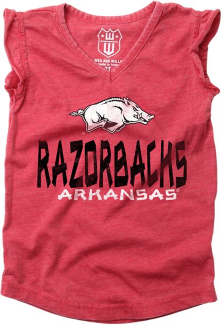 Arkansas Razorbacks Toddler Girls Ruffle Short Sleeve T-Shirt
