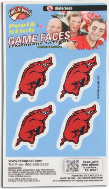 Arkansas Razorbacks Waterless Tattoo