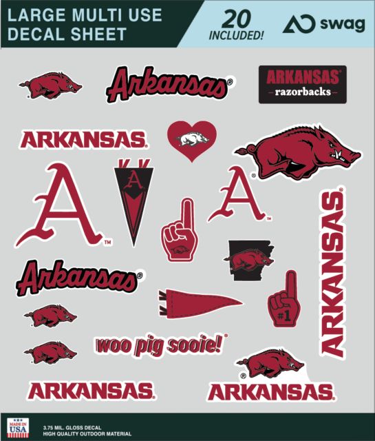 Arkansas Razorbacks Large Sticker Sheet