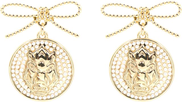 Arkansas Razorbacks Pearl Bow Medallion Earrings