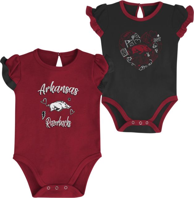 Arkansas Razorbacks Too Much Love 2 Pack Short Sleeve Creeper Set