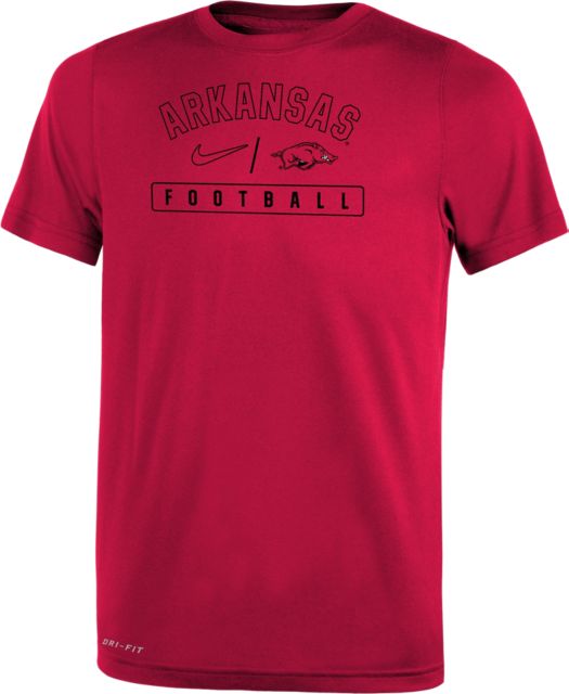 Arkansas Razorbacks Youth Football Dri-Fit Short Sleeve T-Shirt
