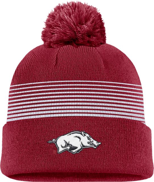 Arkansas Razorbacks Youth Striped Pom Beanie